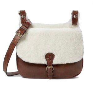 NWT Patricia Nash Leather London Sherpa Crossbody Saddle Natural